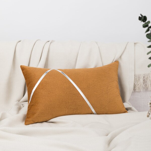 

1pc Plain Lumbar Pillowcase Without Filler, Brown