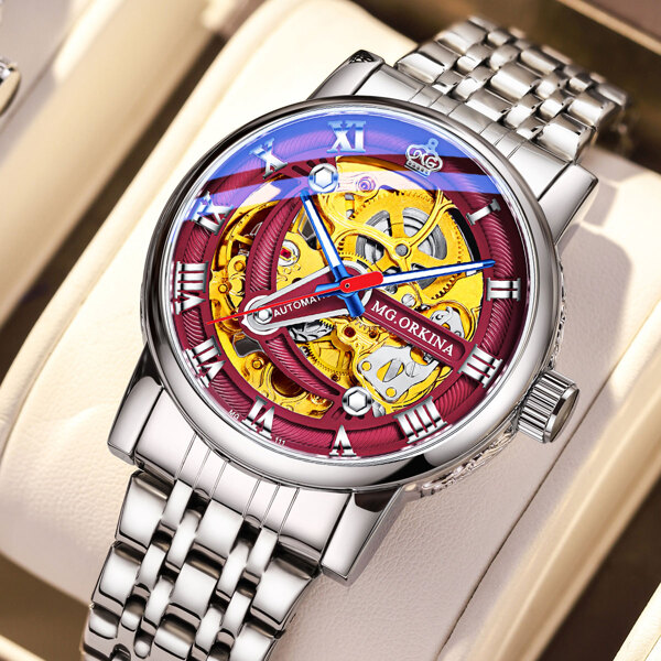 

Men Skeleton Roman Numerals Mechanical Watch