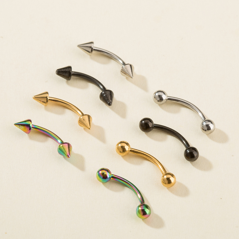 

8pcs Stainless Steel Eyebrow Piercing Jewelry, Multicolor