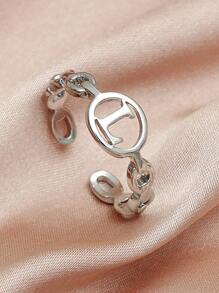 字母裝飾戒指 - 銀色 - 查看 2