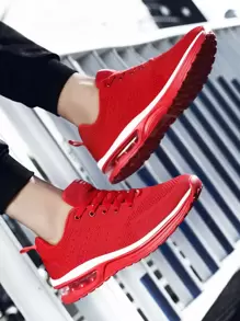 男士極簡前綁帶運動鞋透氣輕便氣墊鞋適用於網球訓練