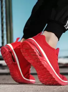 男士極簡前綁帶運動鞋透氣輕便氣墊鞋適用於網球訓練