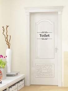 1pc PVC Toilet Wall Sticker, Daily Letter Graphic Creative Wall Decal For Toilet, Stickers, Wall Decal, Vinyl Decal For Home Decorations, Spring Decoration Items Refresh Your Home, Rama Decoration Stickers Gifts Birthday Graduation - Black - View 8