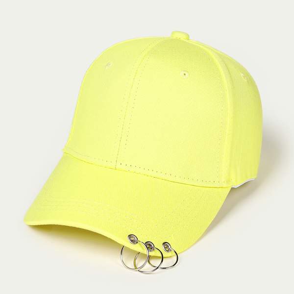 

Metal Ring Decor Baseball Cap, Yellow
