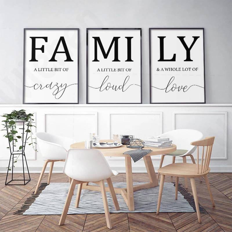

3pcs Slogan Graphic Unframed Painting, Black and white