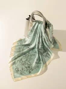 條女用簡約時尚優雅小花絲巾適合日常裝飾 - 彩色 - 查看 1