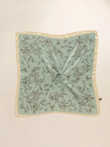 條女用簡約時尚優雅小花絲巾適合日常裝飾 - 彩色 - 查看 2