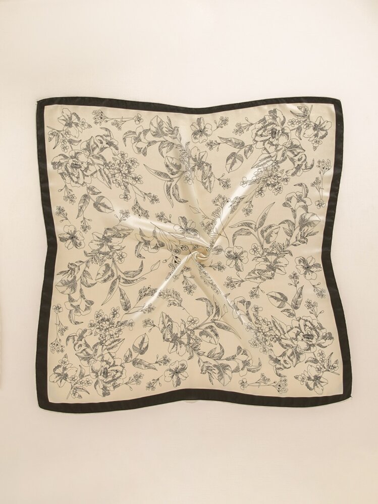 1 件女士优雅简约花卉细节小围巾，适合日常装饰头巾、发带、头带，非常适合装扮您的情人节 - 米色 - 查看 2