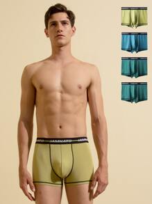 Men 4pcs Letter Waist Brief - Multicolor - View 1