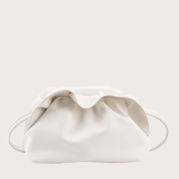 

Ruched Design Crossbody Bag, White