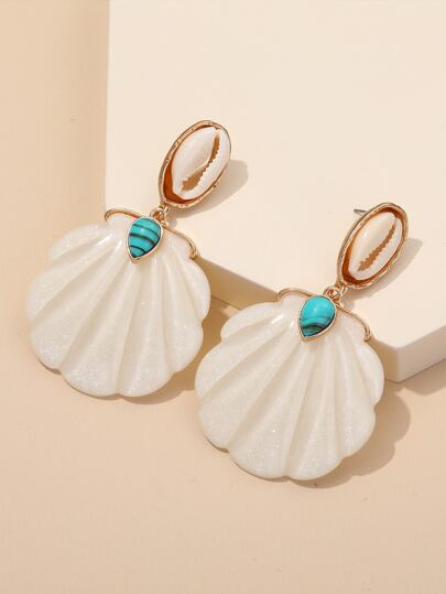 اقراط متدلي صدف راتنج