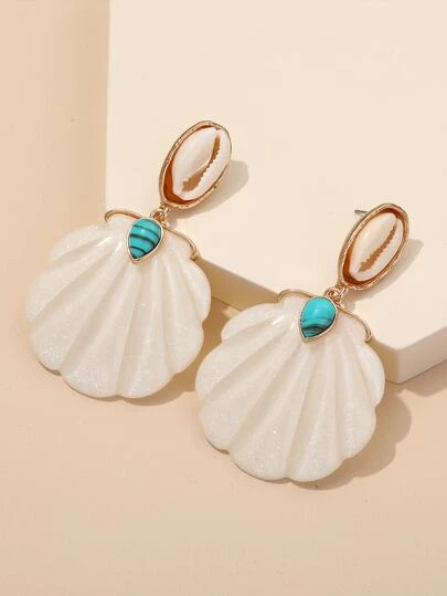 樹脂貝殼耳墜