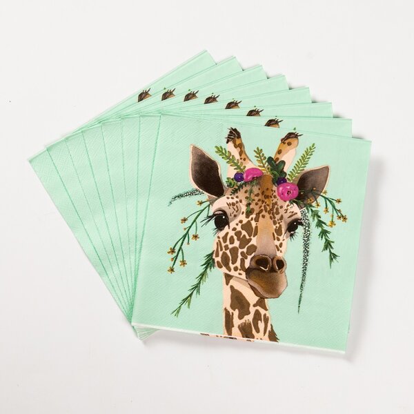 

20pcs Giraffe Print Disposable Napkin, Multicolor
