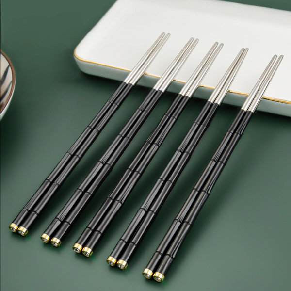 

5pairs Bamboo Design Chopsticks, Black