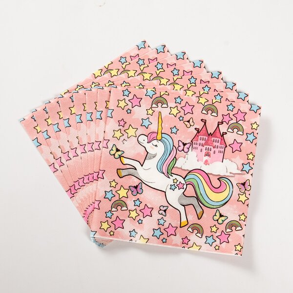 

20pcs Unicorn Print Disposable Napkin, Multicolor