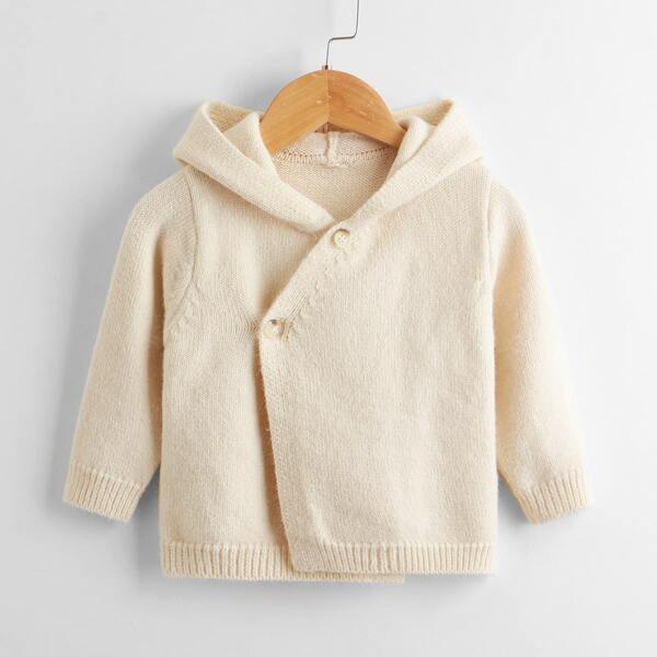 

Baby Solid Button Hooded Cardigan, Beige