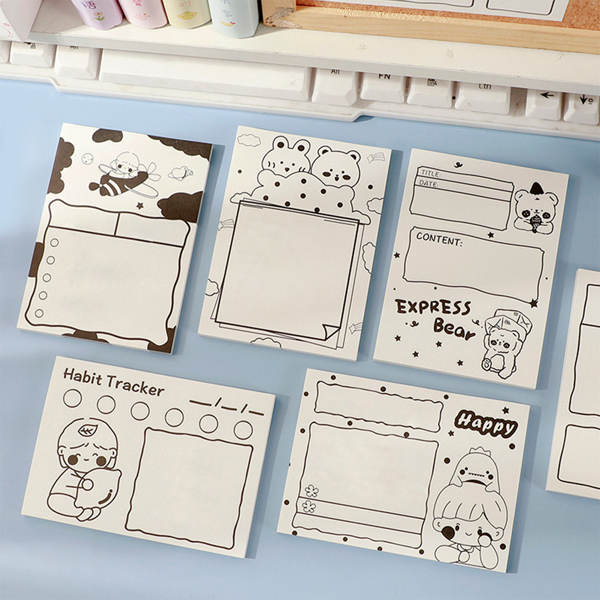 

1pc Cartoon Graphic Random Sticky Note, Black and white