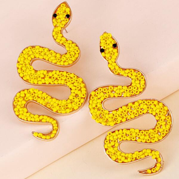 

Snake Decor Stud Earrings, Yellow