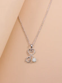 聽筒吊墜項鍊 - 銀色 - 查看 2