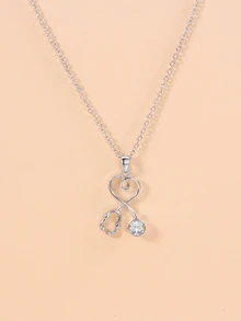 聽筒吊墜項鍊 - 銀色 - 查看 3