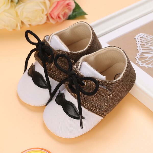 

Baby Boy Moustache Pattern Flats, Brown