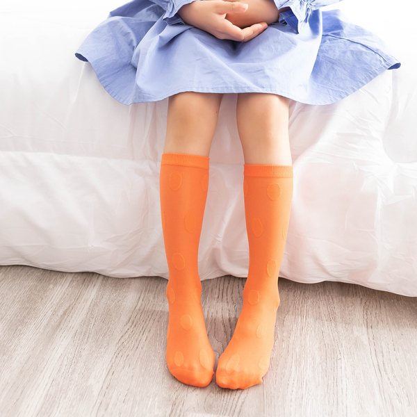 

Toddler Girls Polka Dot Print Socks, Orange