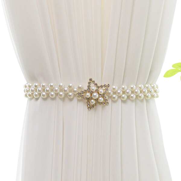 

1pc Pearl Curtain Tieback, White