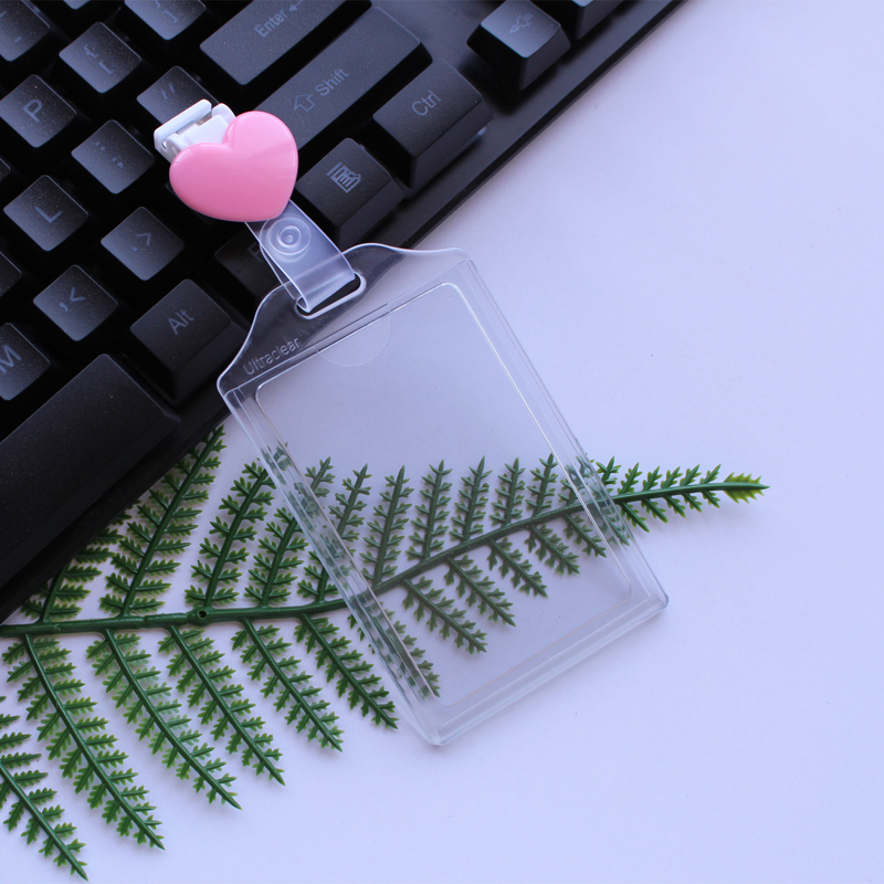 

1pc Heart Detail ID Card Case, Pink