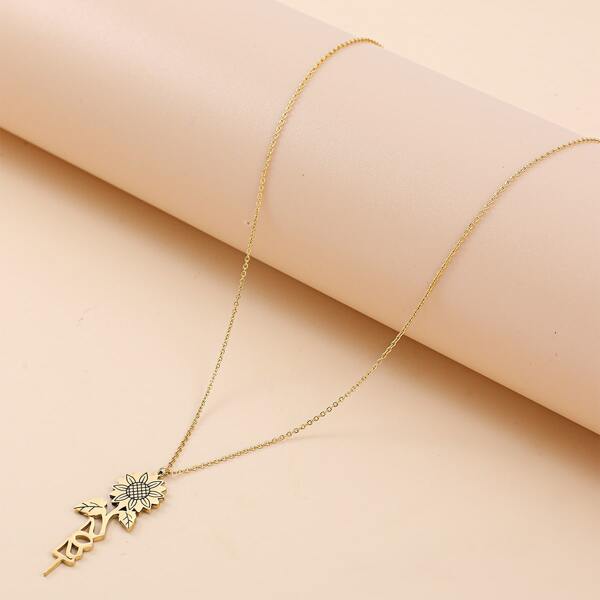 

Flower Charm Necklace, Gold