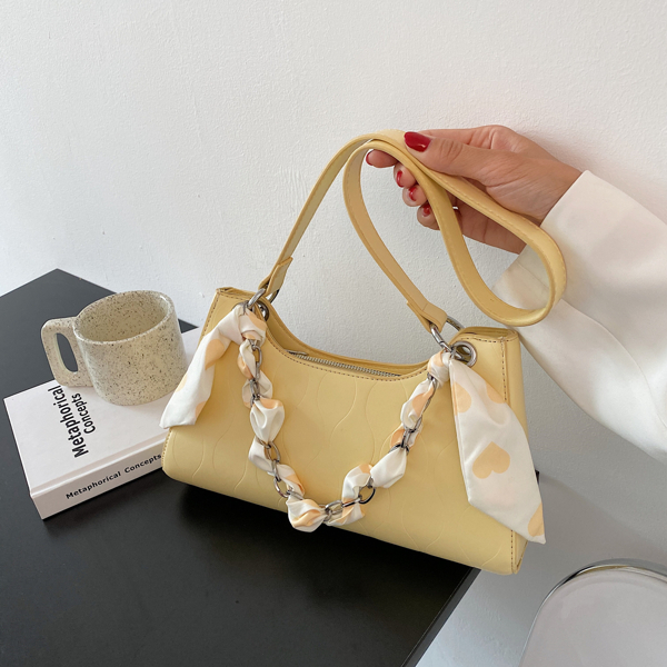 

Twilly Scarf Decor Shoulder Bag, Yellow