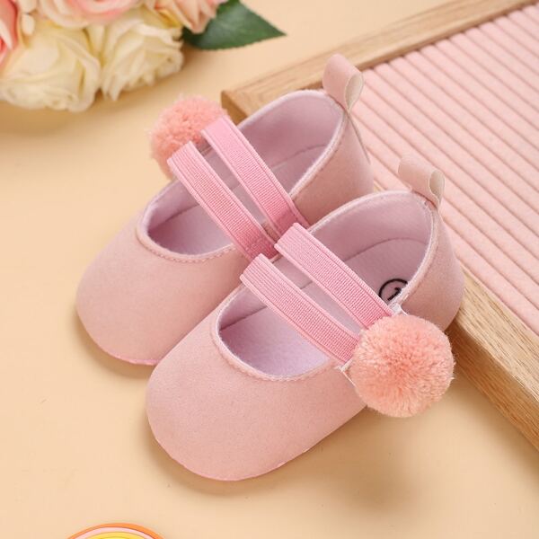 

Baby Girl Pom Pom Decor Mary Jane Flats, Pink