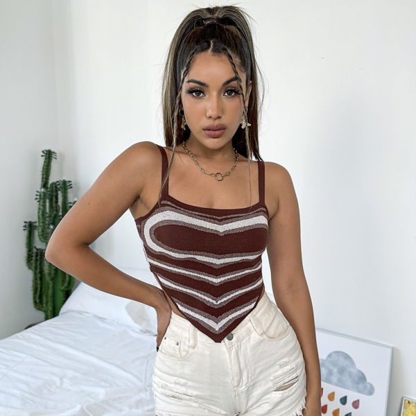 

Striped Cami Knit Top, Chocolate brown