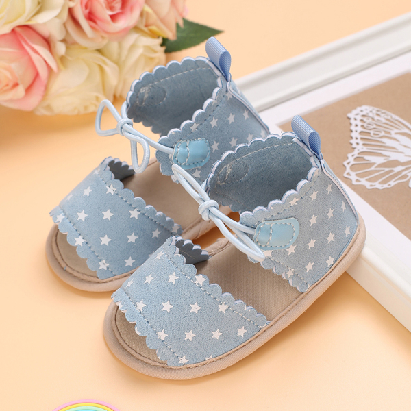

Baby Girl Star Graphic Tie Front Sandals, Baby blue