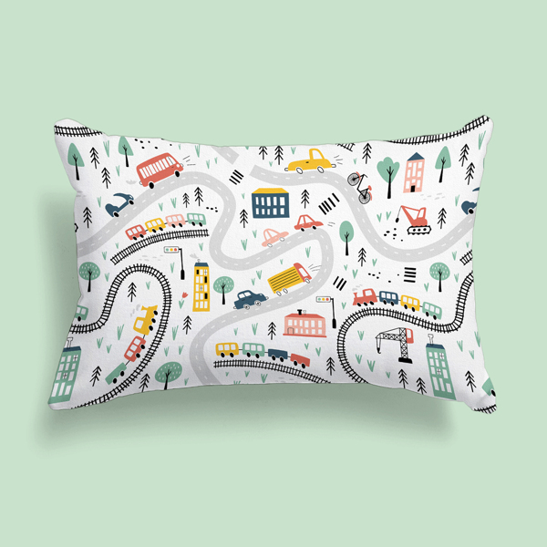 

Kids Car Print Lumbar Pillow Cover Without Filler, Multicolor