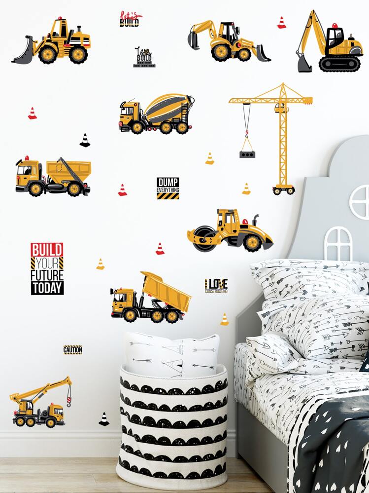 Hình dán tường cho trẻ em in xe kỹ thuật - Nhiều màu - Xem 1