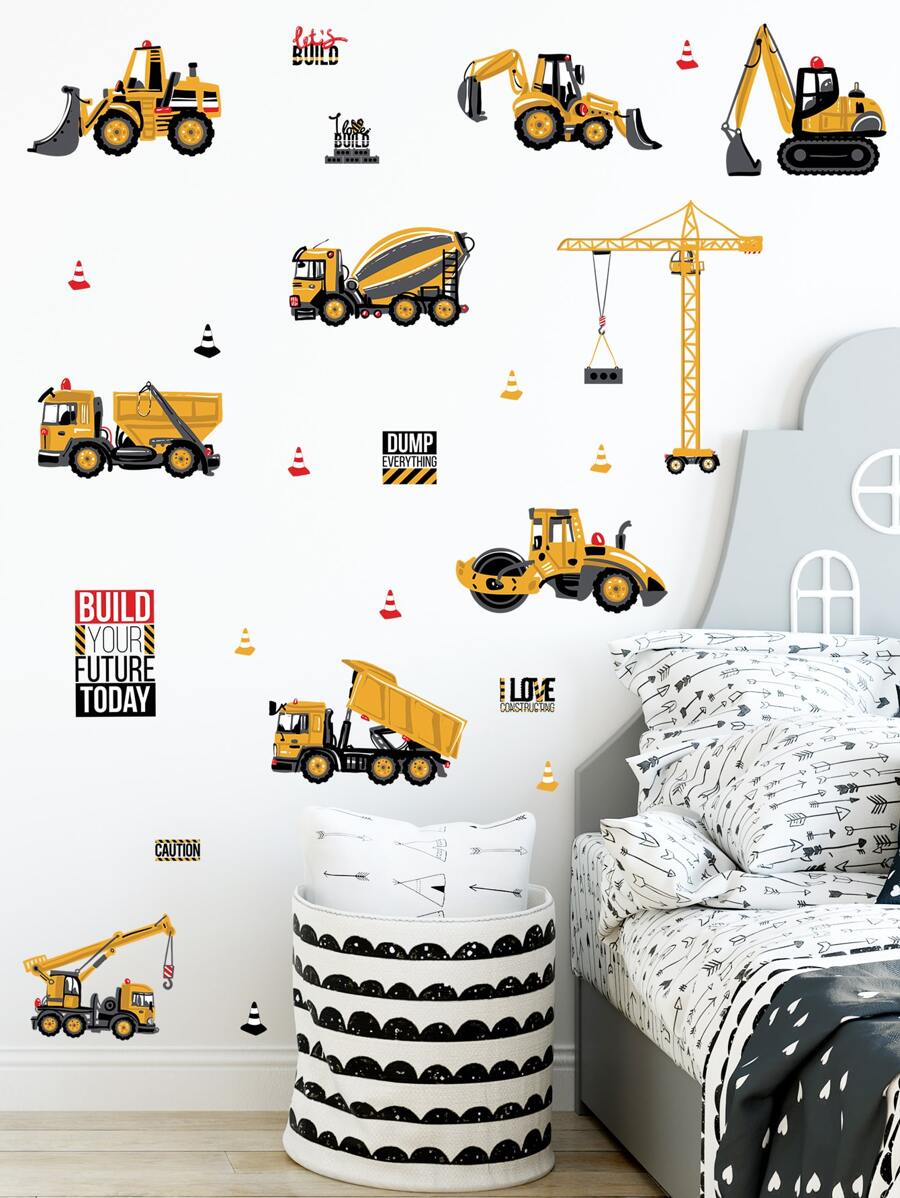 Hình dán tường cho trẻ em in xe kỹ thuật - Nhiều màu - Xem 1