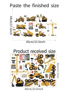 Hình dán tường cho trẻ em in xe kỹ thuật - Nhiều màu - Xem 2