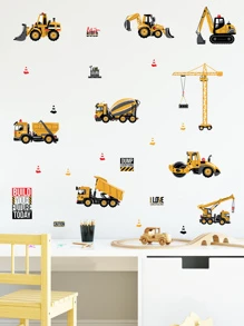 Hình dán tường cho trẻ em in xe kỹ thuật - Nhiều màu - Xem 3