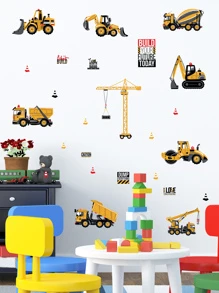 Hình dán tường cho trẻ em in xe kỹ thuật - Nhiều màu - Xem 4