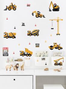 Hình dán tường cho trẻ em in xe kỹ thuật - Nhiều màu - Xem 5