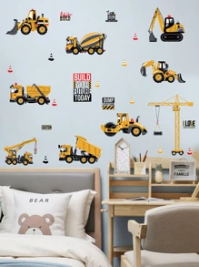 Hình dán tường cho trẻ em in xe kỹ thuật - Nhiều màu - Xem 6