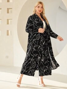 SHEIN Clasi Bộ thời trang Plus Size Con số Tất cả trên in Giải trí - màu đen - Xem 3