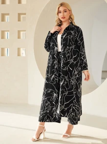 SHEIN Clasi Bộ thời trang Plus Size Con số Tất cả trên in Giải trí - màu đen - Xem 5