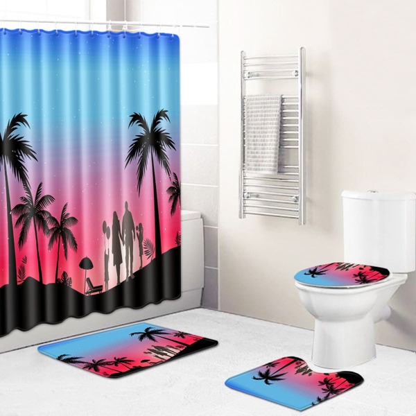 

1pc Scenery Pattern Bath Mat Or Shower Curtain, Multicolor