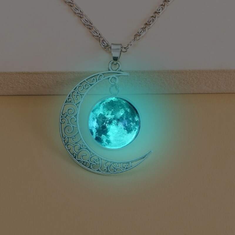 

Moon Charm Glow In The Dark Necklace, Green