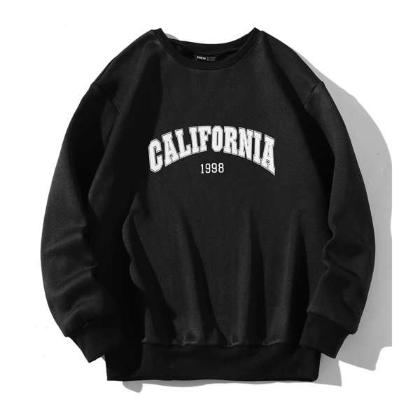 

Letter Graphic Crew Neck Sweatshirt, Black