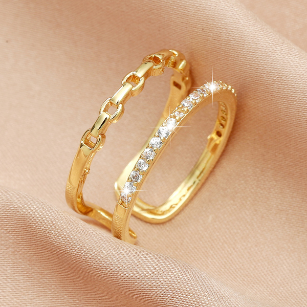 

Rhinestone Decor Ring, Gold
