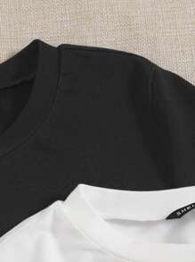 Muchica 2 Gói Áo thun rút dây nhún hai bên - Đen và trắng - Xem 4