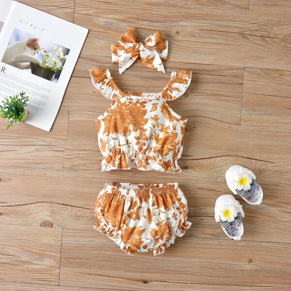 

Baby Girl Floral Top & Shorts & Headband, Multicolor