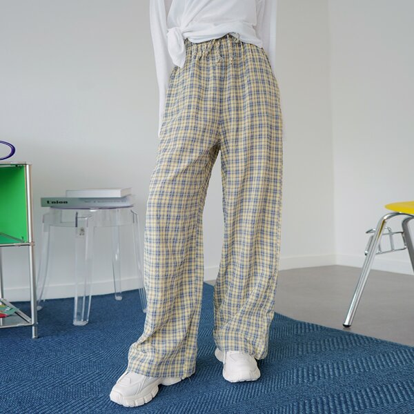 

Tartan Drawstring Waist Pants, Multicolor